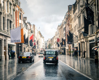 London- Bond Street, a landmark street of high end fashion shops in London's West End